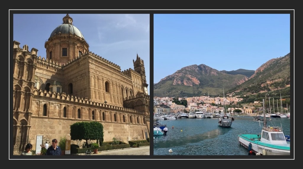 Vue port et architecture sicilienne.