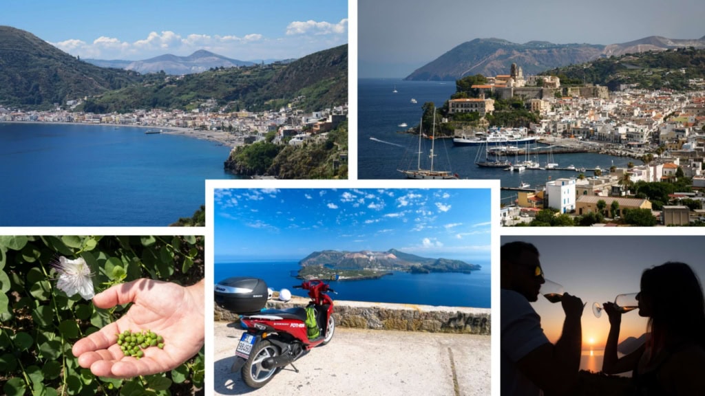 Paysages de Lipari avec mer, montagnes et villages pittoresques.